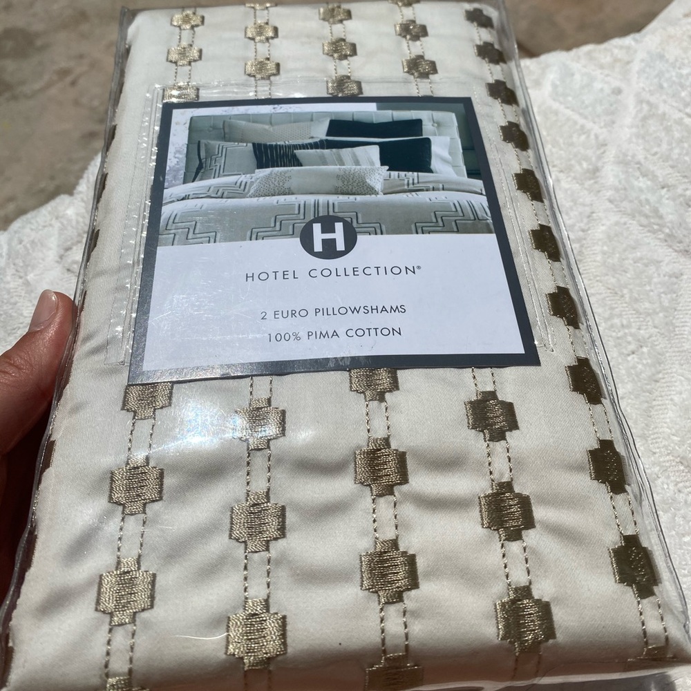 NWT Hotel Collection Emblem 2 Euro Pillowshams
